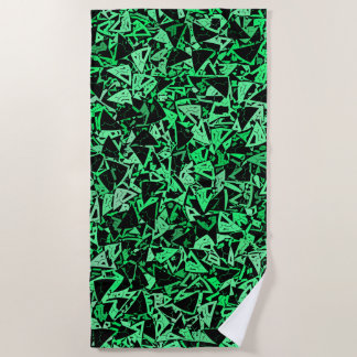 Serviette De Plage Motif Triangle Noir Vert
