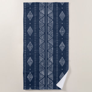 Serviette De Plage Motif tribal moderne bleu et blanc de la Marine ét