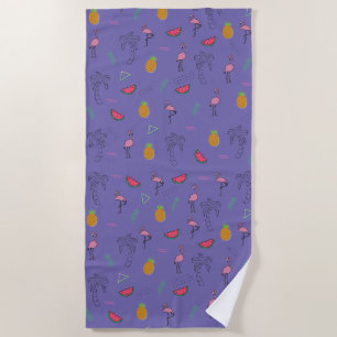 Serviette De Plage Motif tropical sans couture avec ananas Flamant ro