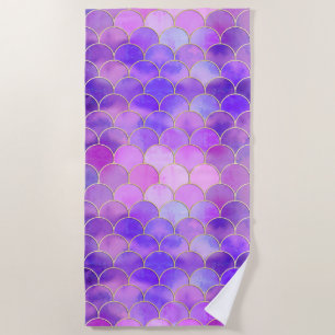 Serviette De Plage Motif Ultra Violet & Gold Mermaid