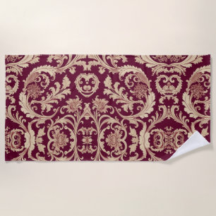 Serviette De Plage Motif Vintage marron et beige