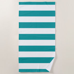 Serviette De Plage Motif viridien blanc vert rayé