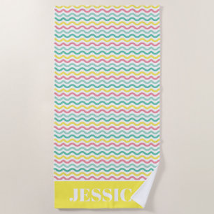 Serviette De Plage Motif Wavy coloré brillant Personnalisé
