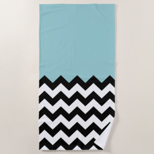 Serviette De Plage Motif Zigzag noir et blanc, Chevron, Bleu