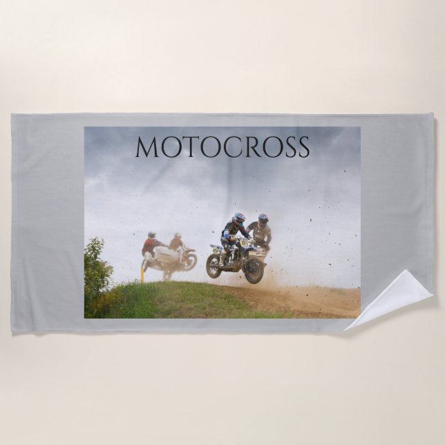 Serviette de plage Motocross. (Devant)