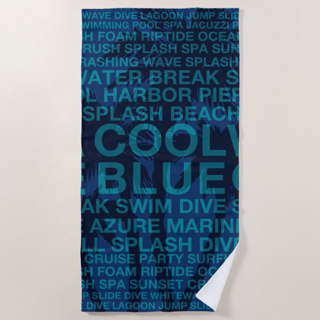 Serviette De Plage Mots d'été Poolside et Palm Tree Hawaiian (Devant)