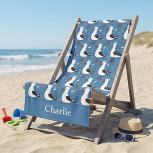Serviette De Plage Mouettes Mignonnes Personnalisées pour Enfants