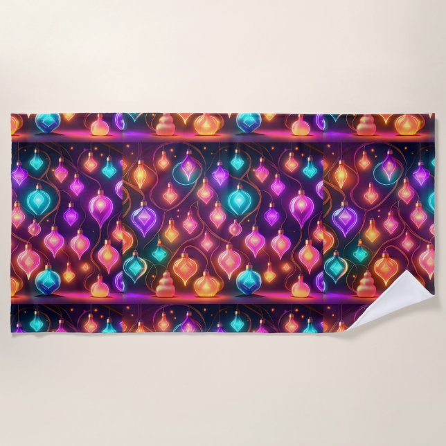 Serviette De Plage Multicolor Christmas Lights Patterned (Devant)