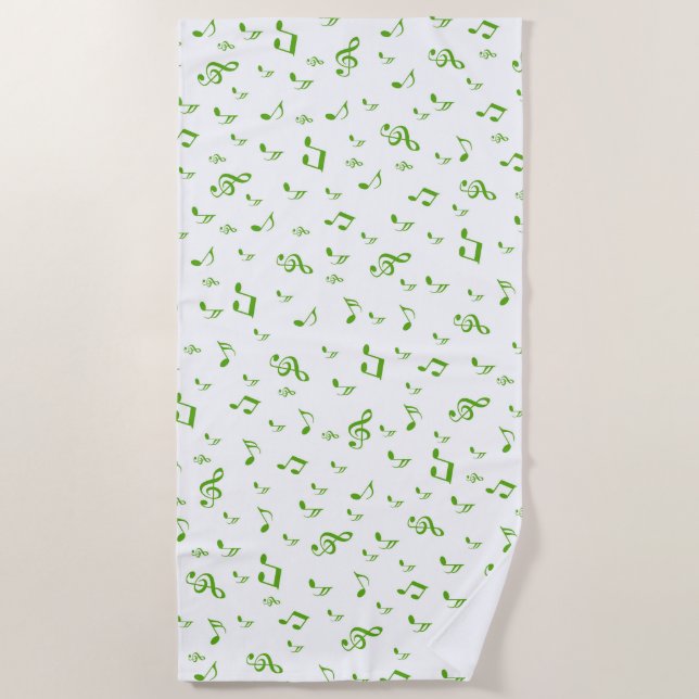 Serviette De Plage musique, musique, note, mélodie, noir, son, clef, (Devant)