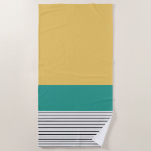Serviette De Plage Mustard et motif turquoise