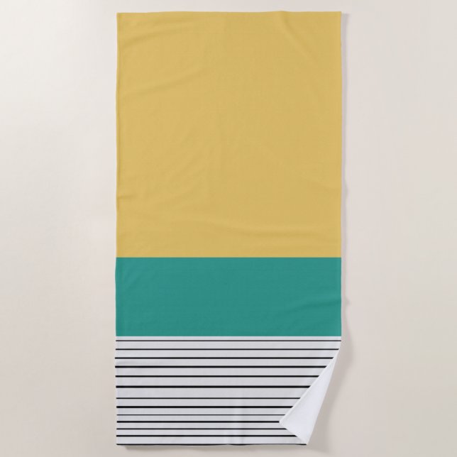 Serviette De Plage Mustard et motif turquoise (Devant)