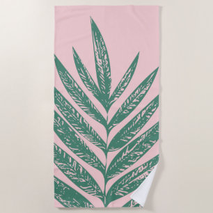 Serviette De Plage Nature botanique Illustration tropicale rose vert