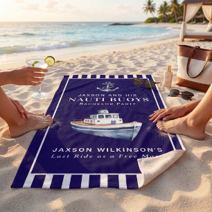 Serviette De Plage Nauti Bouées Fête de Célibataire Ancre Bateau Aqua