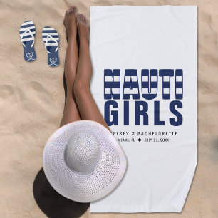 Serviette De Plage Nauti Girls White Bachelorette Party