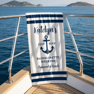Serviette De Plage Nautical Blanc Mariage Anchor Enterrement de Vie d