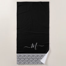 Nautique Noir Blanc Élégant monogramme initial Bai