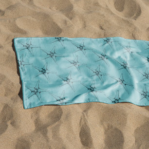 Serviette De Plage Nautique sous-marin moderne étoile de mer bleu mot