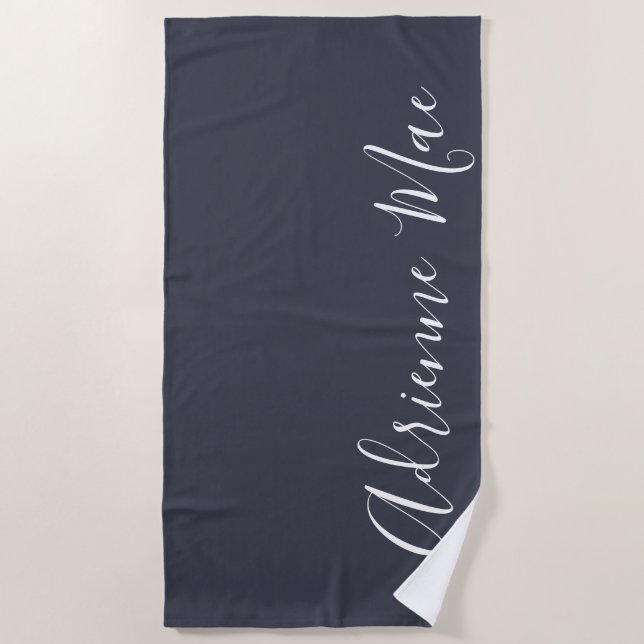 Serviette De Plage Navy Blue Simply Personnalisé (Devant)