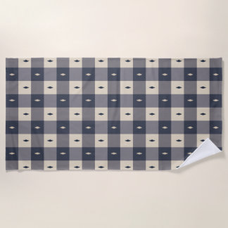 Serviette De Plage Navy Gray Checkerboard Diamond Pattern