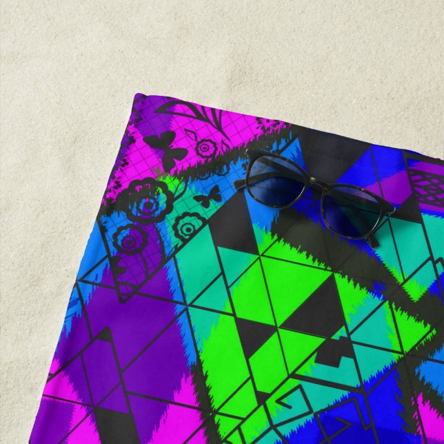 Serviette De Plage Neon abstrait. (En situation)