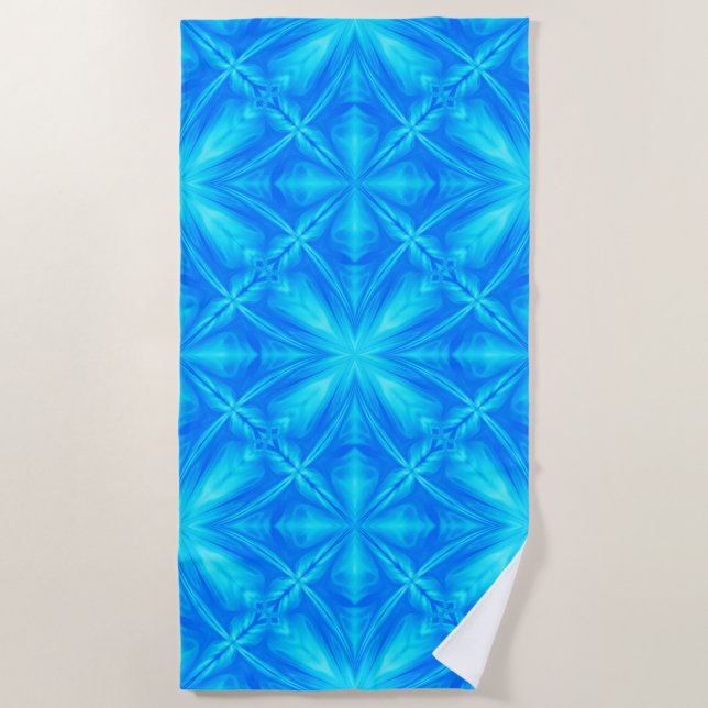 Serviette De Plage Neon Blue Turquoise Psychedelic Cloudy Abstrait (Devant)