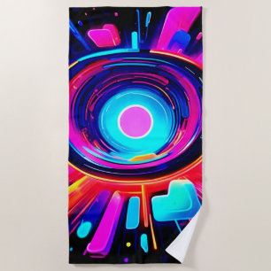 Serviette De Plage Neon Burst : Énergie Abstraite