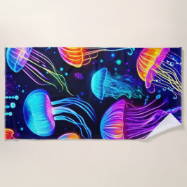 Serviette De Plage Neon Jellyfish Dreams