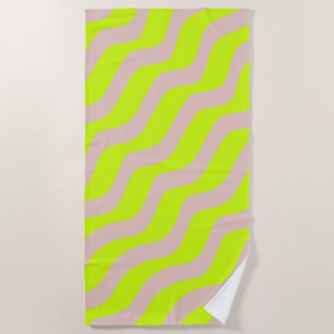 Serviette De Plage Neon Vert Lime Et Grandes Tailles Abstraites Beige