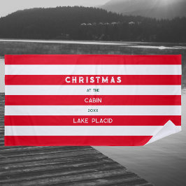 Serviette De Plage Noël Au Cabine Red Nautical Stripe Lake