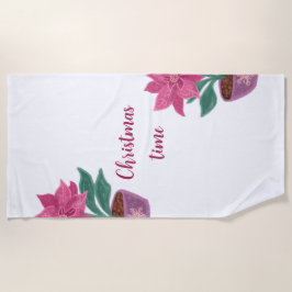 Serviette De Plage Noël Poinsettia en pot de fleurs