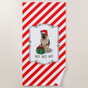 Serviette De Plage Noël Santa Hat Allemand Berger Chien mignonne