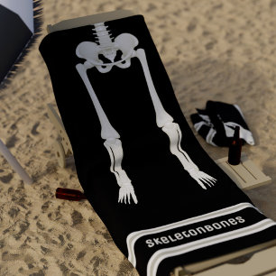 Serviette De Plage Noir et blanc Drôle Skeleton Jambes Éffrayant
