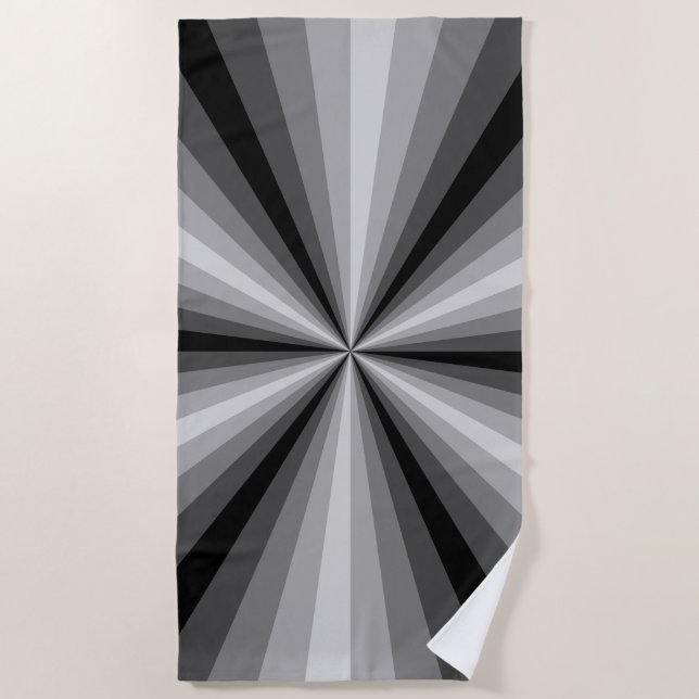Serviette de plage noire à illusion d'optique (Devant)