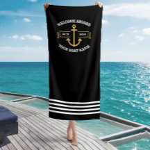 Nom de bateau personnalisé Bienvenue à bord Noir e