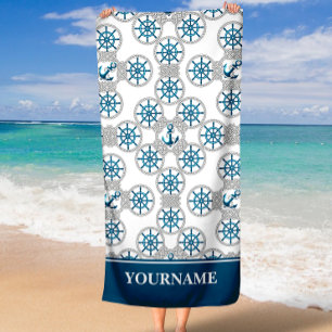 Serviette De Plage Nom de famille ou de bateau Marine Ancre corde Nau