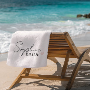 Serviette De Plage Nom de la mariée personnalisée minimale