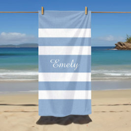 Serviette De Plage Nom des bandes bleues modernes