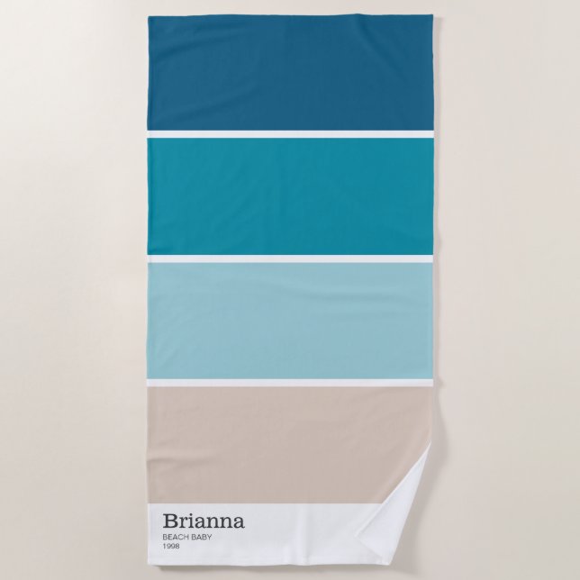 Serviette De Plage Nom d'exemple de couleur personnalisée (Devant)