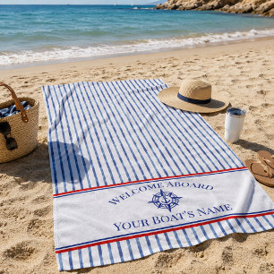 Serviette De Plage Nom du bateau Rose des vents Ancre nautique 