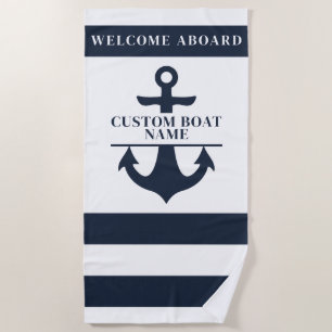 Serviette De Plage Nom du bateau sur mesure nautique Ancre Navette ra