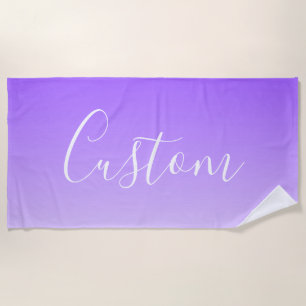 Serviette De Plage Nom du script curatif et Ombre violet clair modifi
