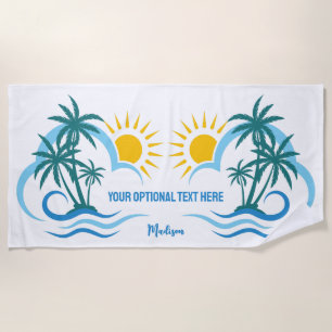 Serviette De Plage Nom et texte personnalisés Îles tropicales