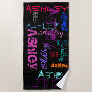 Serviette De Plage Nom extensible personnalisé 6 lettres Beach Towel