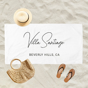 Serviette De Plage Nom moderne personnalisé de la résidence