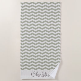 Serviette De Plage Nom pastel à rayure zig zag géométrique