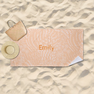 Serviette De Plage Nom personnalisé Beach Towel -Sea Shell & Coral Im