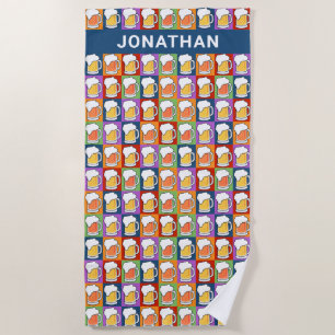 Serviette De Plage Nom personnalisé BEER Pop Art Beach Toile