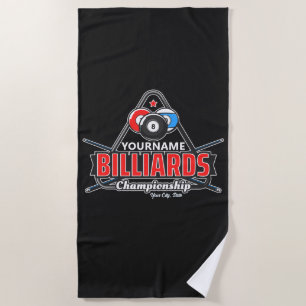 Serviette De Plage NOM Personnalisé Billard 8 Ball Pool Cue Rack