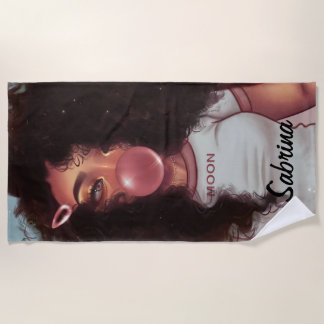 Serviette De Plage Nom personnalisé Bubble Black Girl Beach Towel