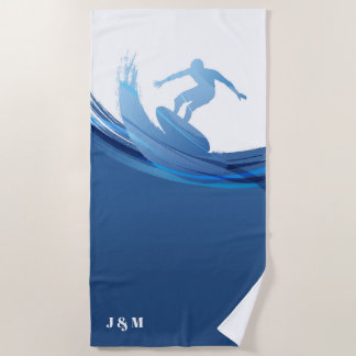 Serviette De Plage Nom personnalisé Chic Nautique